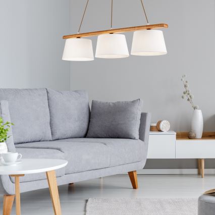 AIDA pendant light on cord, 3x E27/60W/230V, oak