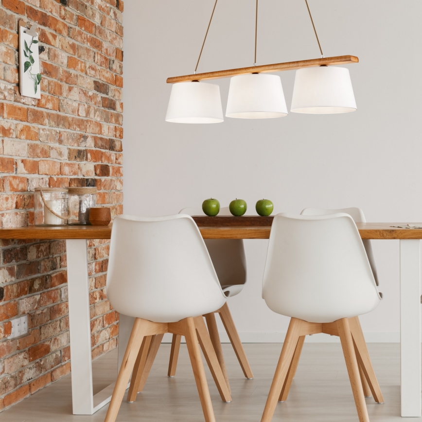 AIDA pendant light on cord, 3x E27/60W/230V, oak