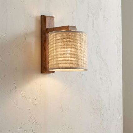 AIDA Wall Light 1x E27/15W/230V Oak/Raffia