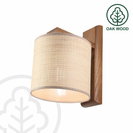 AIDA Wall Light 1x E27/15W/230V Oak/Raffia