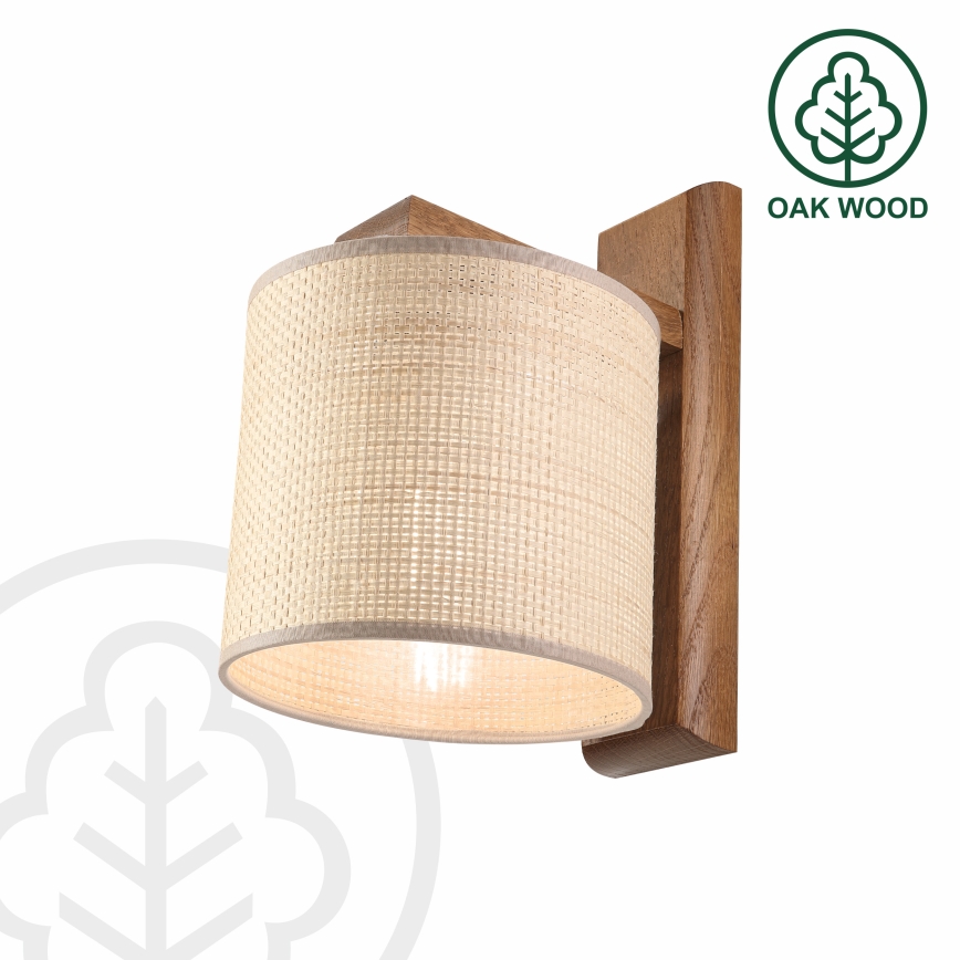 AIDA Wall Light 1x E27/15W/230V Oak/Raffia