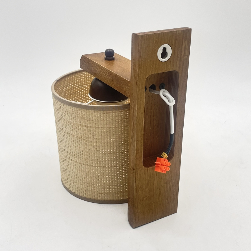 AIDA Wall Light 1x E27/15W/230V Oak/Raffia