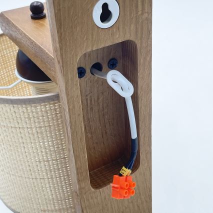 AIDA Wall Light 1x E27/15W/230V Oak/Raffia