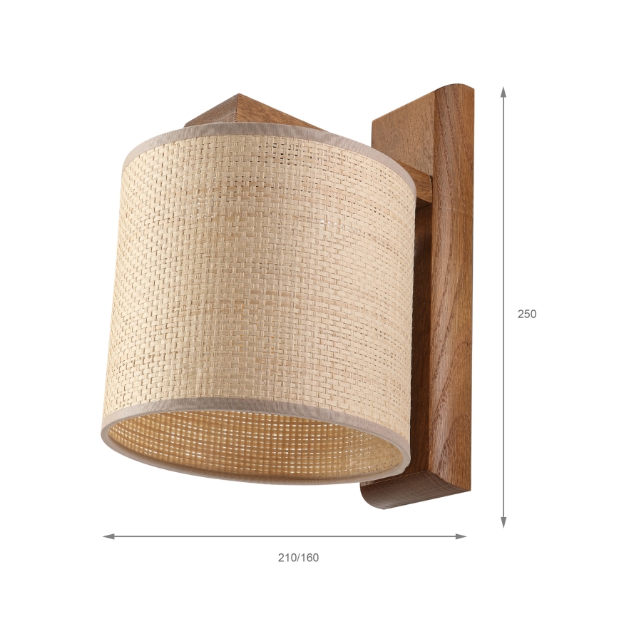 AIDA Wall Light 1x E27/15W/230V Oak/Raffia