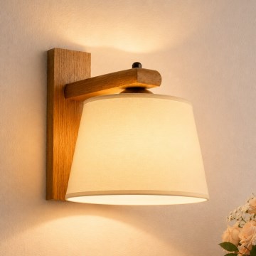 AIDA Wall Light 1xE27/15W/230V Oak/Cream