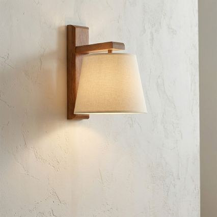 AIDA Wall Light 1xE27/15W/230V Oak/Cream