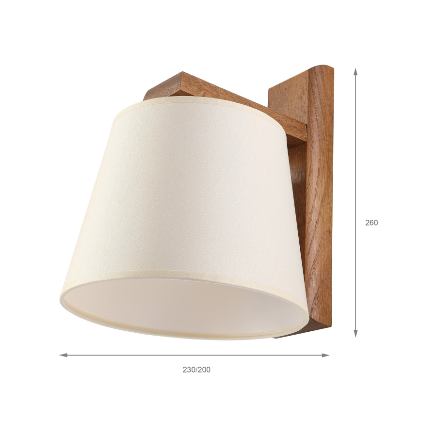 AIDA Wall Light 1xE27/15W/230V Oak/Cream
