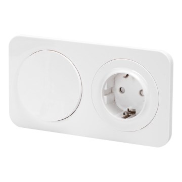 Aigostar - 1-gang single-pole switch and SCHUKO 230V socket with frame, white