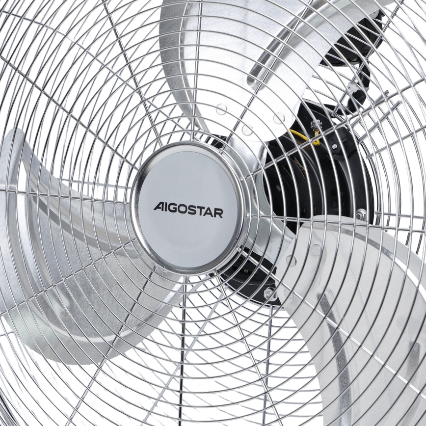 Aigostar - 100W/230V Pedestal Fan, 54 cm Ø, Glossy Chrome
