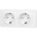 Aigostar - 2-Gang SCHUKO Wall Socket with Frame, 250V/16A, White