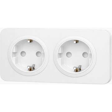 Aigostar - 2-Gang SCHUKO Wall Socket with Frame, 250V/16A, White