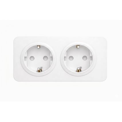 Aigostar - 2-Gang SCHUKO Wall Socket with Frame, 250V/16A, White