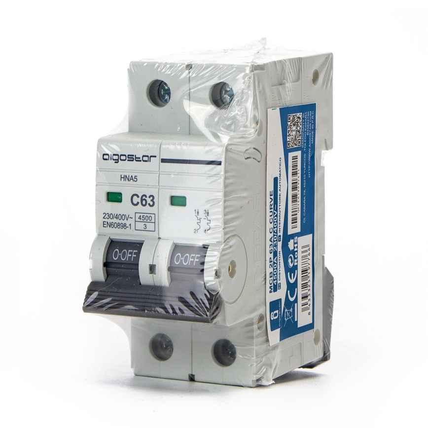 Aigostar - 2-pole Circuit Breaker 2P-63A-C 230-400V
