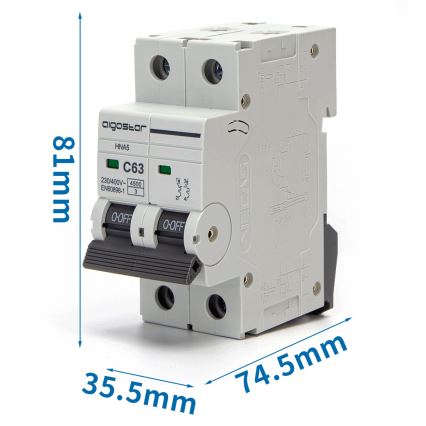 Aigostar - 2-pole Circuit Breaker 2P-63A-C 230-400V