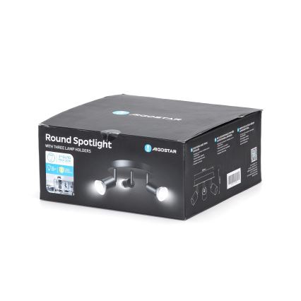 Aigostar - 3-Light GU10 Spotlight, 60W, 230V, Black