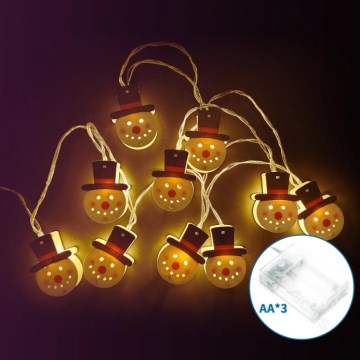 Aigostar - 3 m LED string with 20 warm white LEDs, battery-powered (3x AA), snowman motif