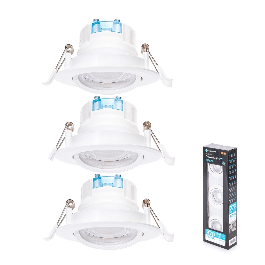 Aigostar - 3-piece set LED recessed downlight LED/5W/230V 6500K Ø 8.5 cm white