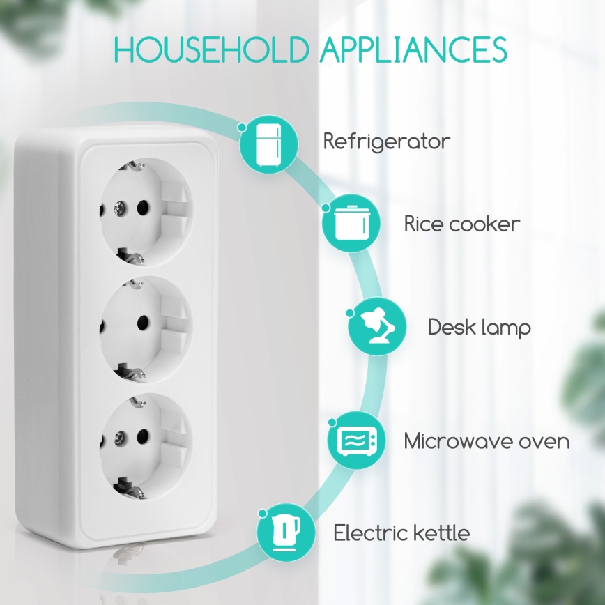 Aigostar - 3-Socket SCHUKO Wall Socket 250 V / 16 A