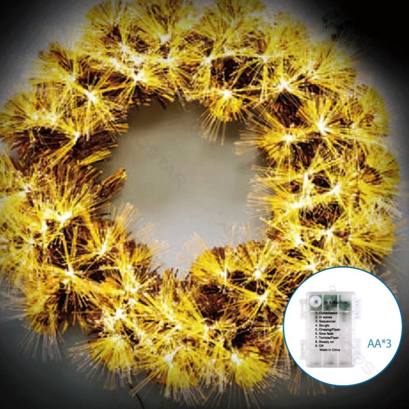 Aigostar - 3D LED Outdoor Christmas Wreath 72 LEDs / 3xAA Ø 50 cm IP44 Warm White