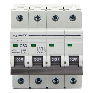 Aigostar - 4-pole (4P) Circuit Breaker 63A, C-curve, 400V