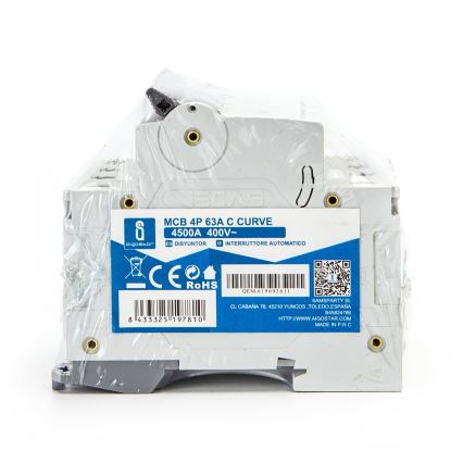 Aigostar - 4-pole (4P) Circuit Breaker 63A, C-curve, 400V