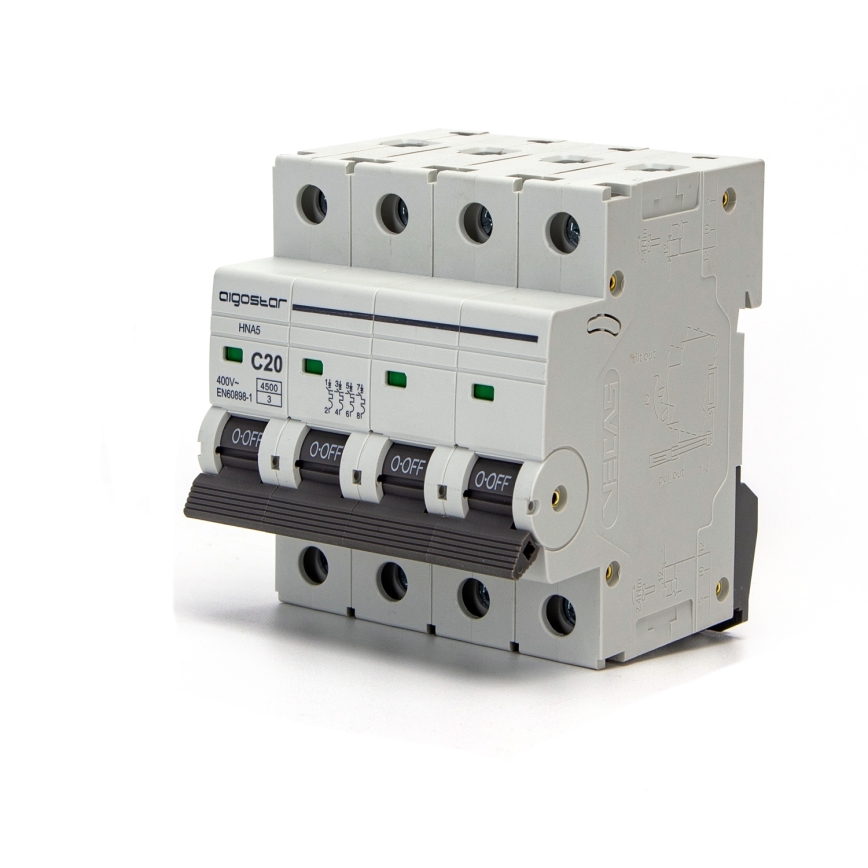 Aigostar - 4-Pole Circuit Breaker 4P-20A-C 400V