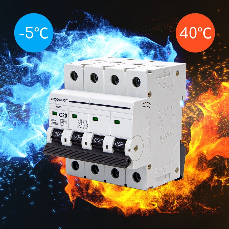 Aigostar - 4-Pole Circuit Breaker 4P-20A-C 400V