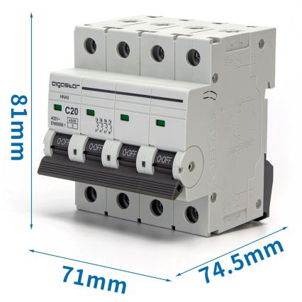 Aigostar - 4-Pole Circuit Breaker 4P-20A-C 400V