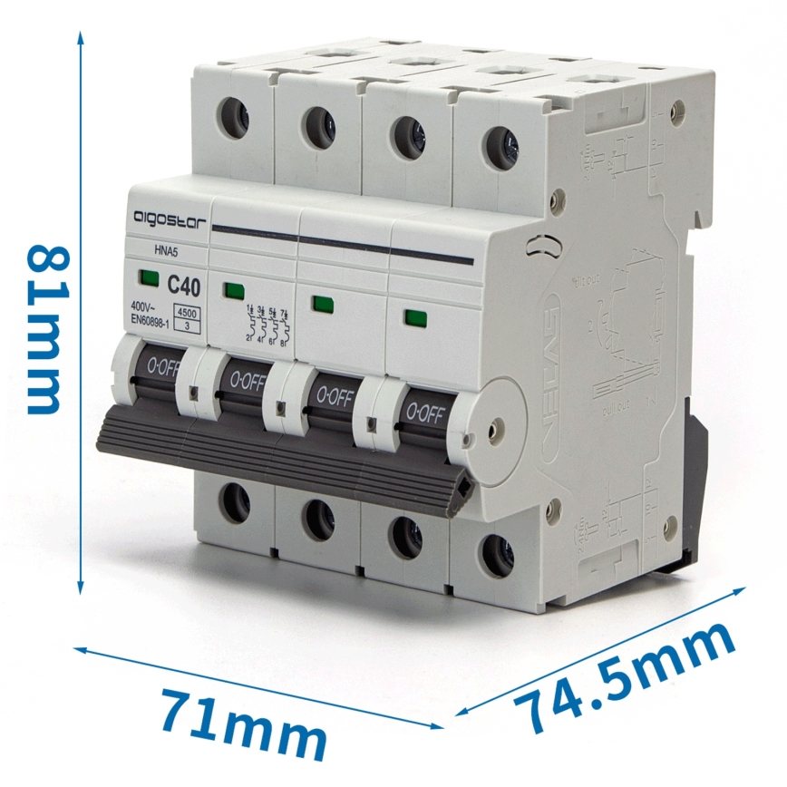 Aigostar - 4-pole circuit breaker 4P-40A-C 400V