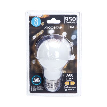 Aigostar A60 LED Bulb E27, 8W, 230V, 330°, 6500K