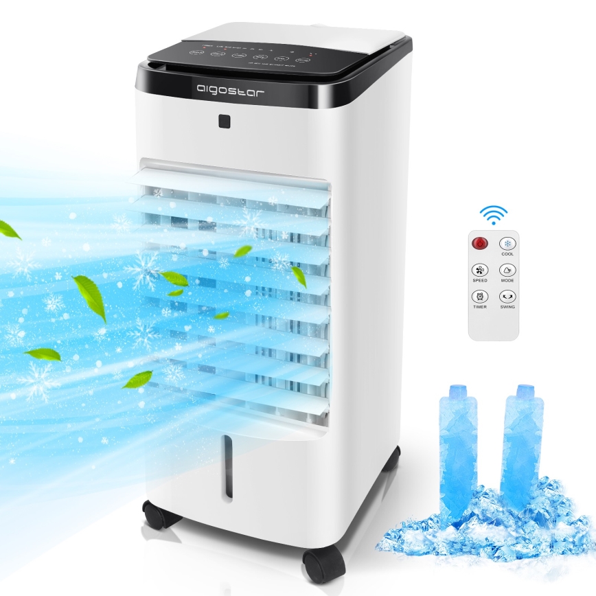 Aigostar - Air cooler 60W/230V white/black + remote control