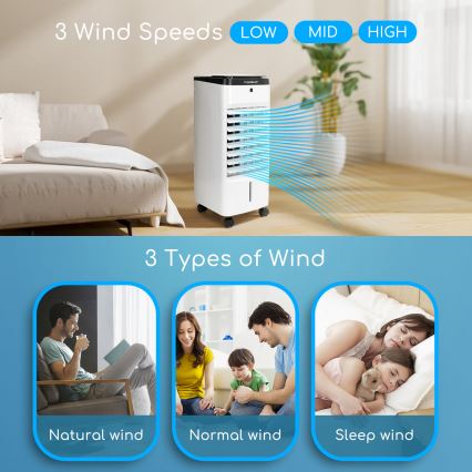 Aigostar - Air cooler 60W/230V white/black + remote control