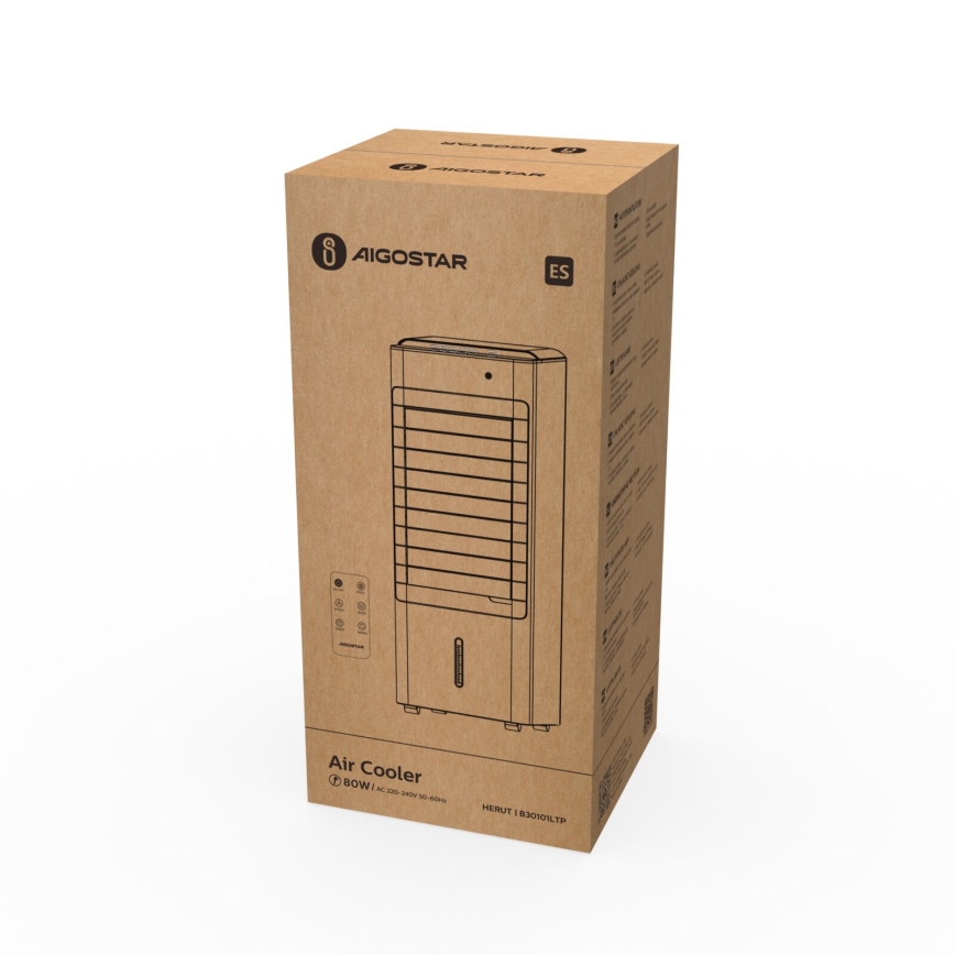 Aigostar - Air cooler 80W/230V white + remote control