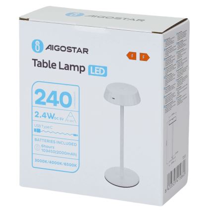 Aigostar - AMBIENT Dimmable LED Desk Lamp, 2.4 W / 5 V, 3000–6500 K, White