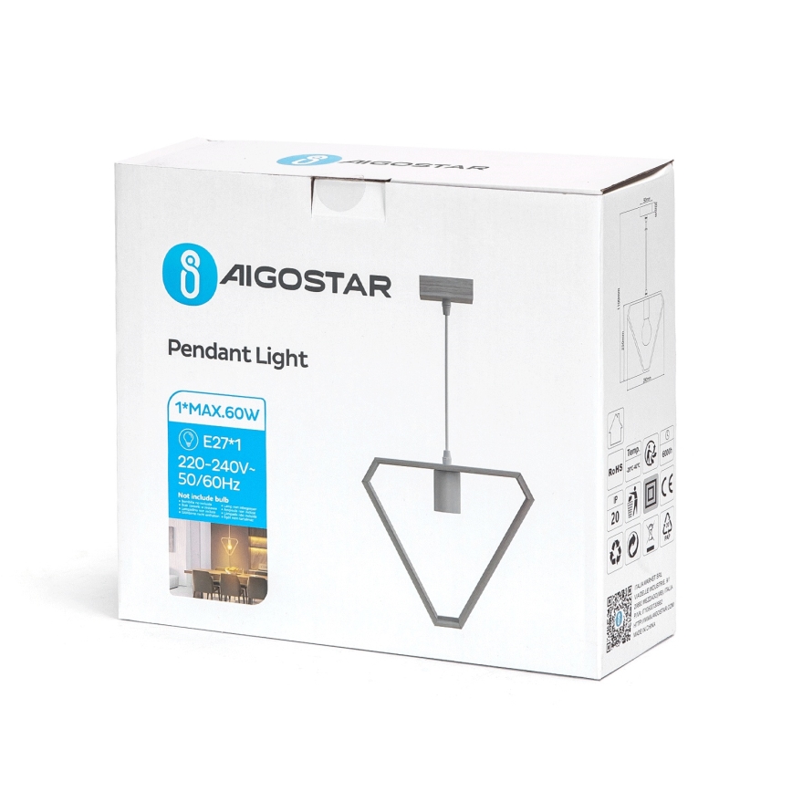 Aigostar - Cable-hung pendant lamp, 1x E27/60W/230V, beige