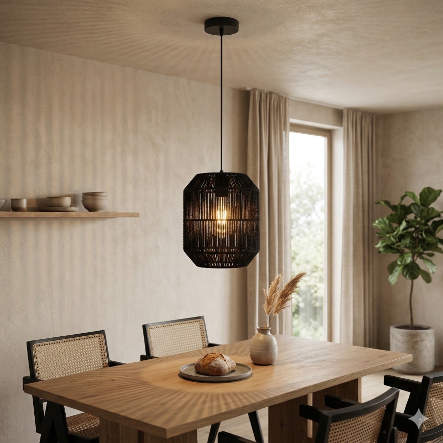 Aigostar - Cable-suspended pendant light 1xE27/60W/230V black Ø 23 cm