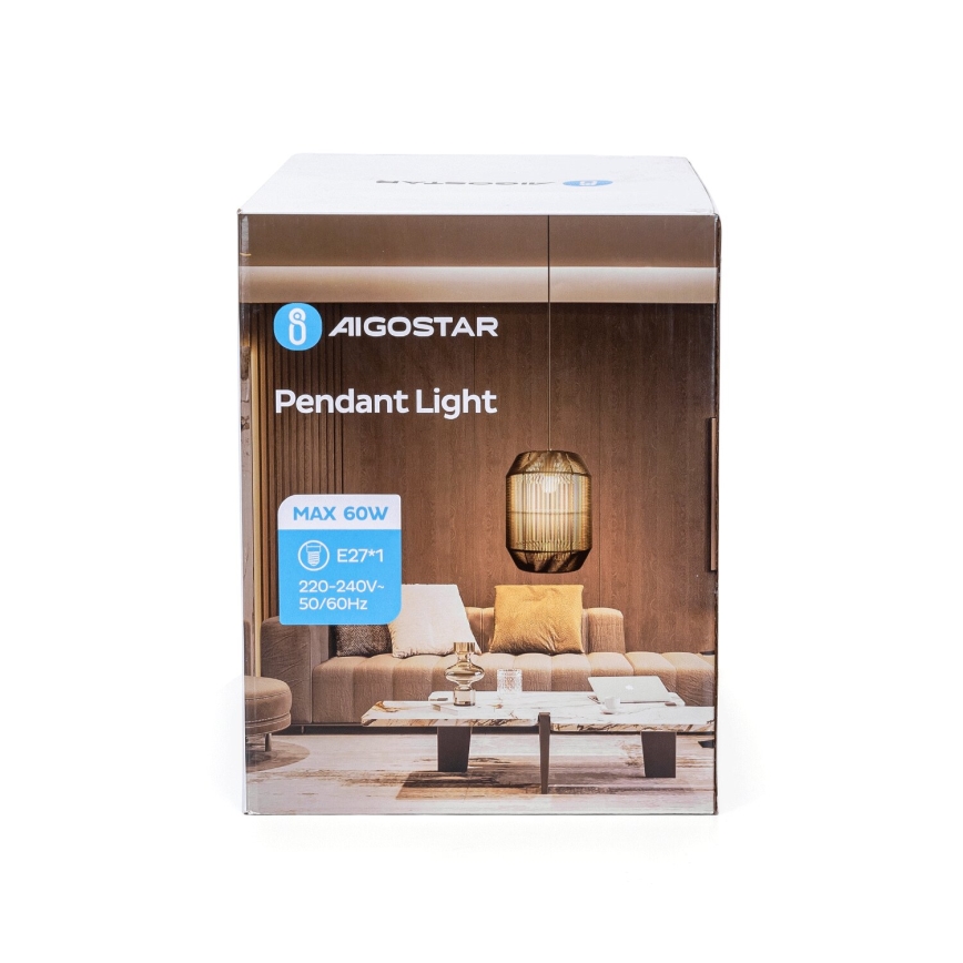 Aigostar - Cable-suspended pendant light 1xE27/60W/230V black Ø 23 cm