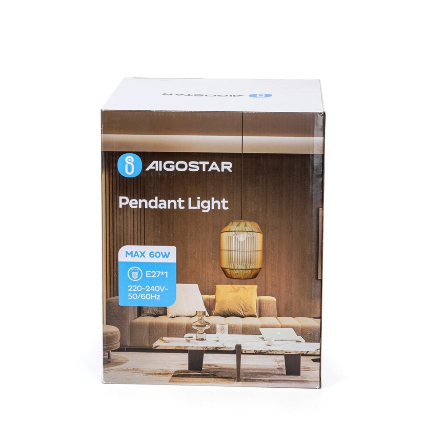 Aigostar - Chandelier on a string 1xE27/60W/230V beige