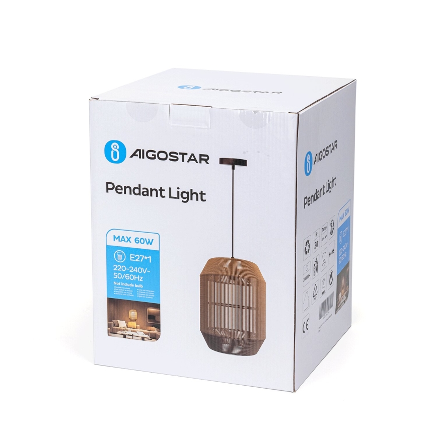 Aigostar - Chandelier on a string 1xE27/60W/230V beige