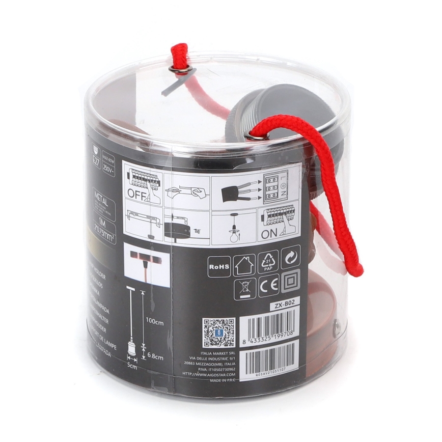 Aigostar - Charging cable 1xE27/60W/230V copper