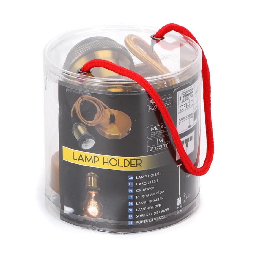 Aigostar - Charging cable 1xE27/60W/230V gold
