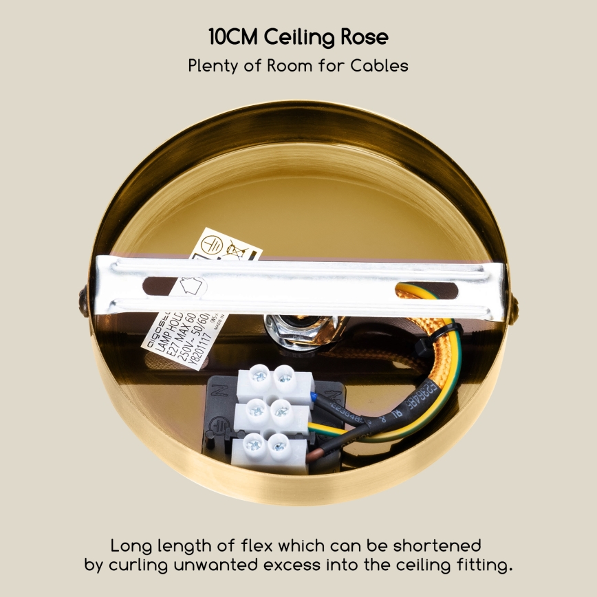 Aigostar - Charging cable 1xE27/60W/230V gold