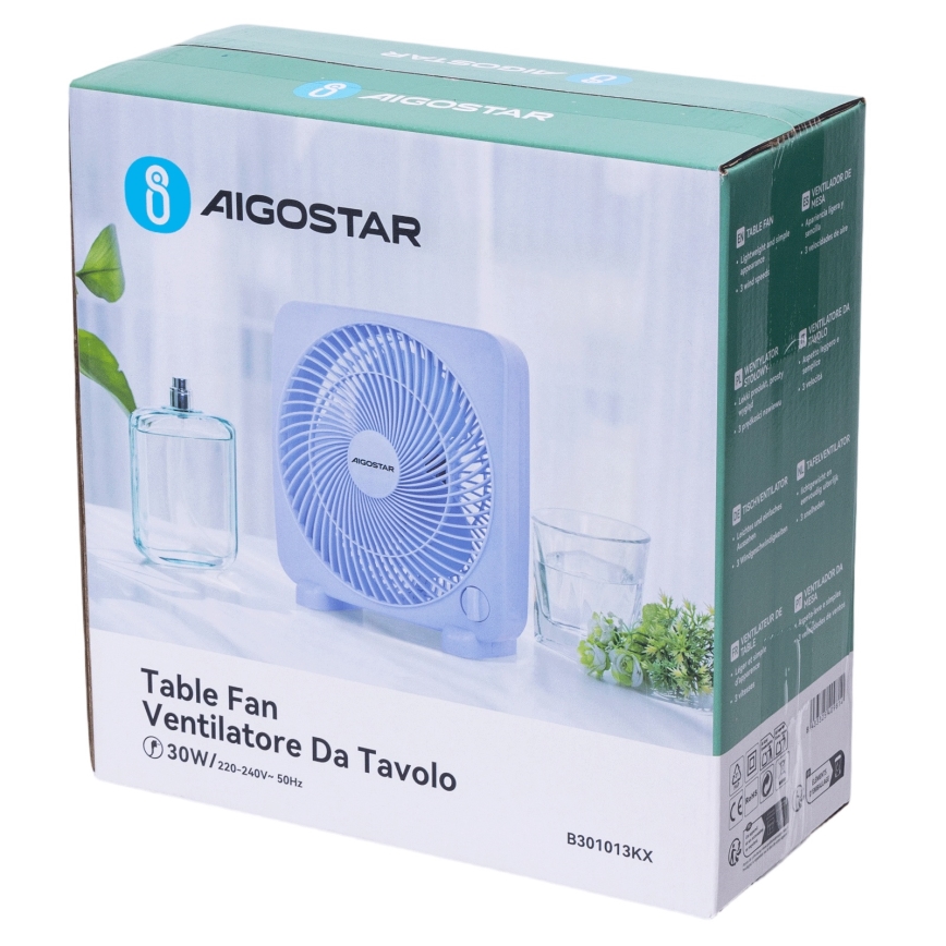 Aigostar - Desk Fan 30W/230V Blue