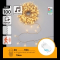 Aigostar - Dimmable LED outdoor Christmas string lights with motion sensor 100xLED/3xAA 12m warm white + remote control