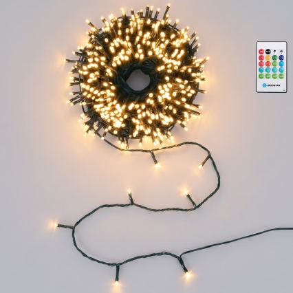 Aigostar - LED Dimmable Outdoor Christmas String with Motion Sensor 100xLED/3xAA 12m Warm White + Remote Control