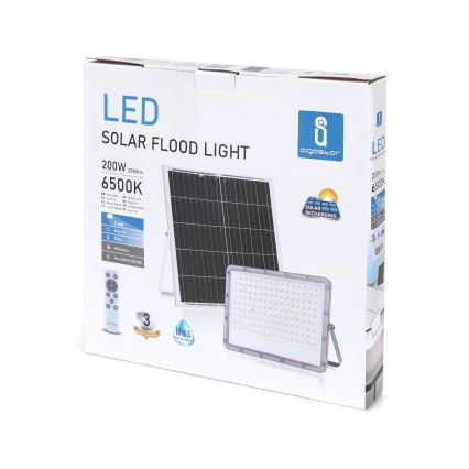 Aigostar - 200W Dimmable Solar LED Floodlight, 3.4V, 20000 mAh, IP65, with Remote Control