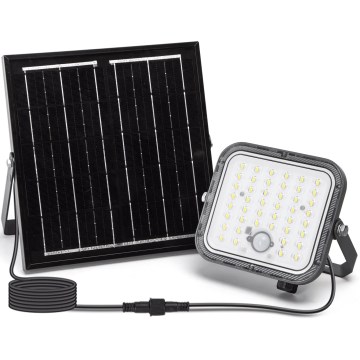 Aigostar - Dimmable LED Solar Floodlight with Sensor, 80W / 3.4V, 6500K, IP66, 4000 mAh + Remote Control
