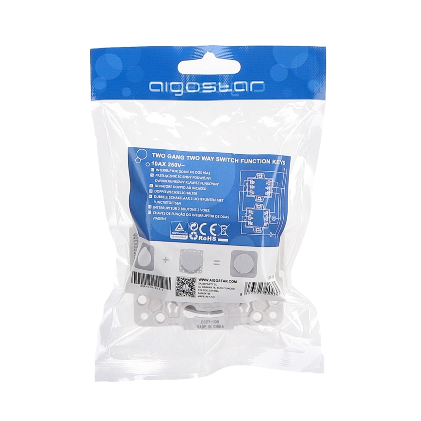 Aigostar - Double frameless switch č. 6 + 6 silver
