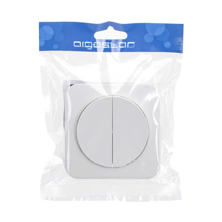 Aigostar - Double Light Switch with Frame No. 6, White