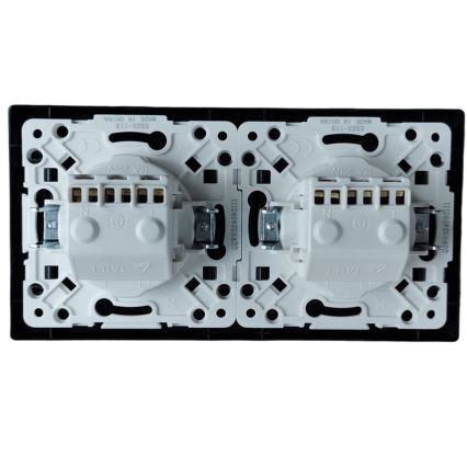 Aigostar - Double Schuko wall socket with frame, 230V/16A, black